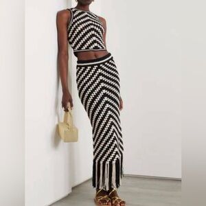 Zimmermann Look-Alike Halliday fringed crocheted skirt and top set